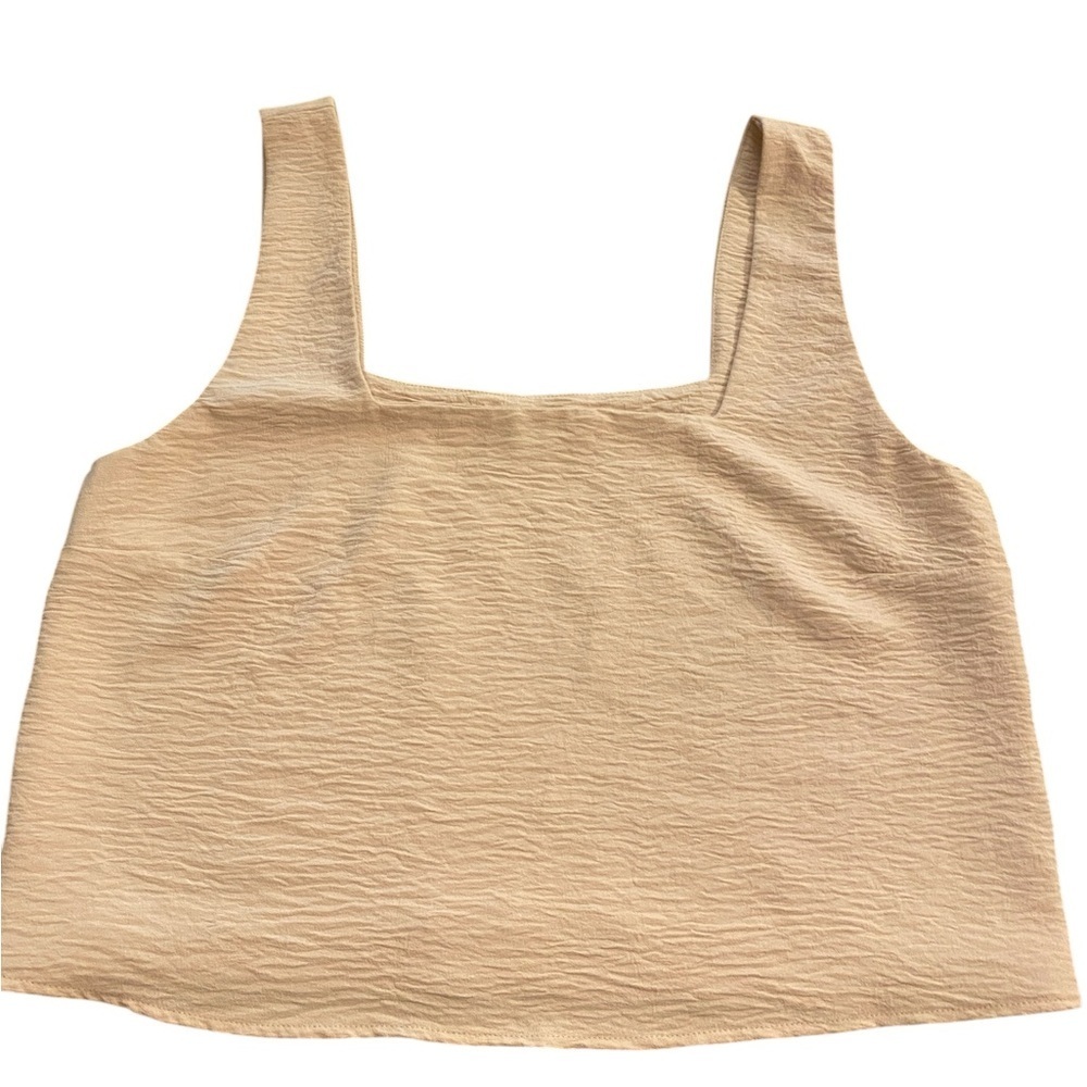 Women’s Sleeveless Square Neck Crop Tank Top Beige Peachy size large poly